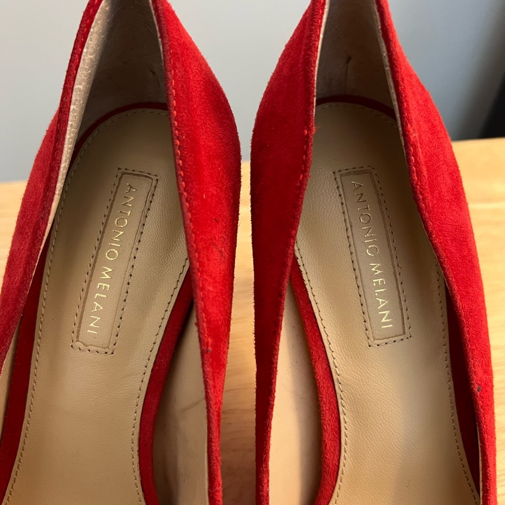 Antonio Melani red heels. Size 7. Worn once. Like new.